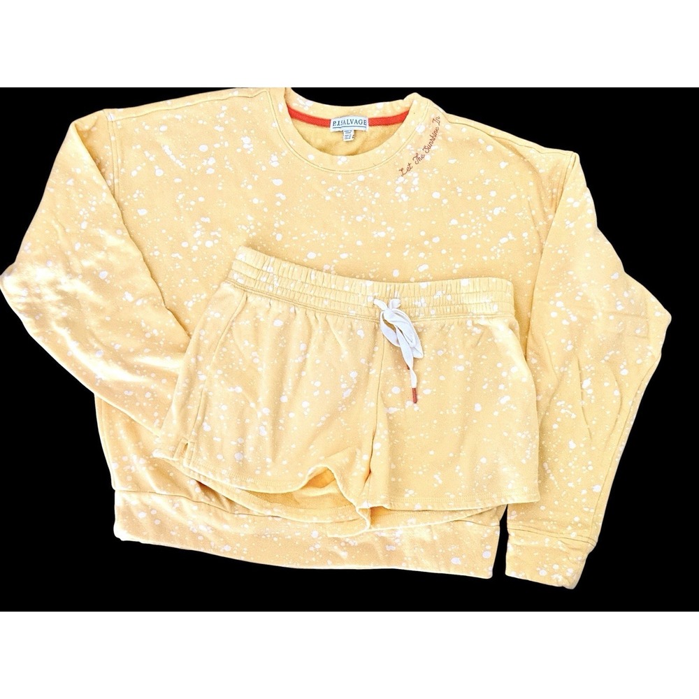 PJ Salvage Pajama Set Paradise Lemon Cabana Sweatshirt Shorts Mixed Sizes M XS - Picture 2 of 14